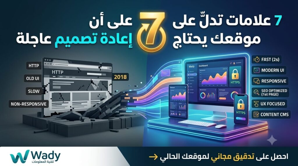 7 علامات تدل على أن موقعك يحتاج إعادة تصميم عاجلة - وادي لتقنية المعلومات